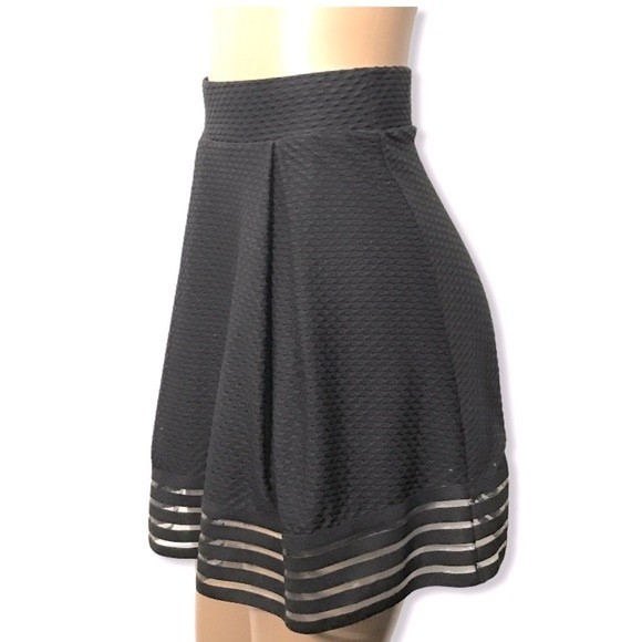 Material girl Skirt High waist pleated Mesh hem black - Picture 2 of 10